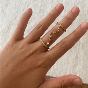 Rose gold crystal chain ring